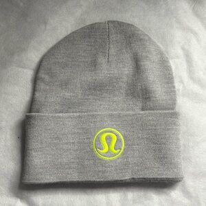 lululemon athletica Gray Beanie with Yellow Logo